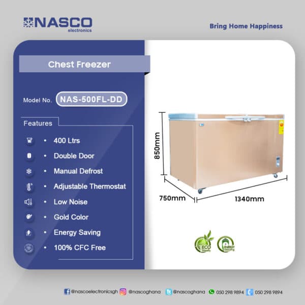 Nasco 400 Ltrs Double Door Chest Freezer NAS-500FL-DD
