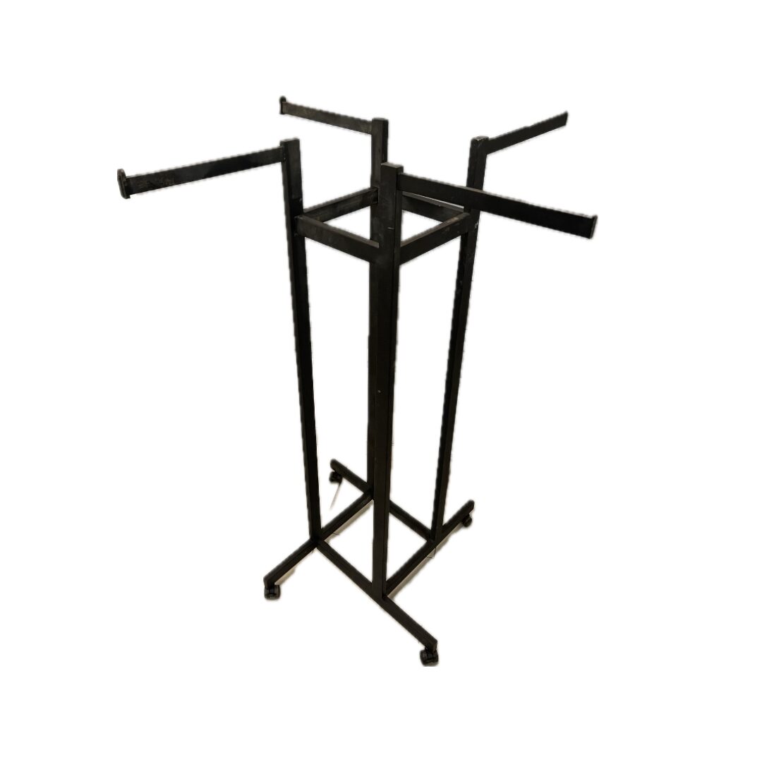 Clothing Rack – Black Stainless Steel 4 way clothing rack with wheels