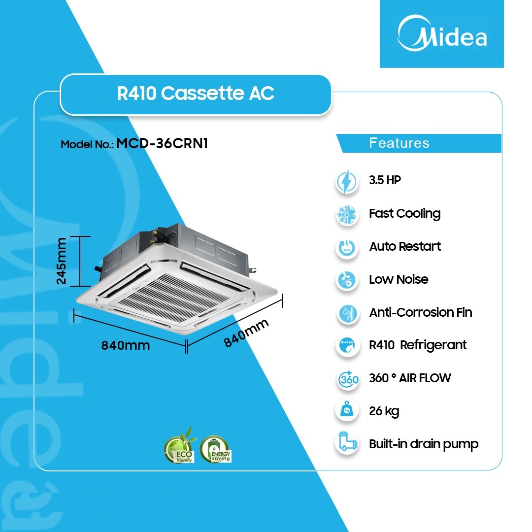 Midea 3.5hp R410 Cassette Unit Mcd 36crn1