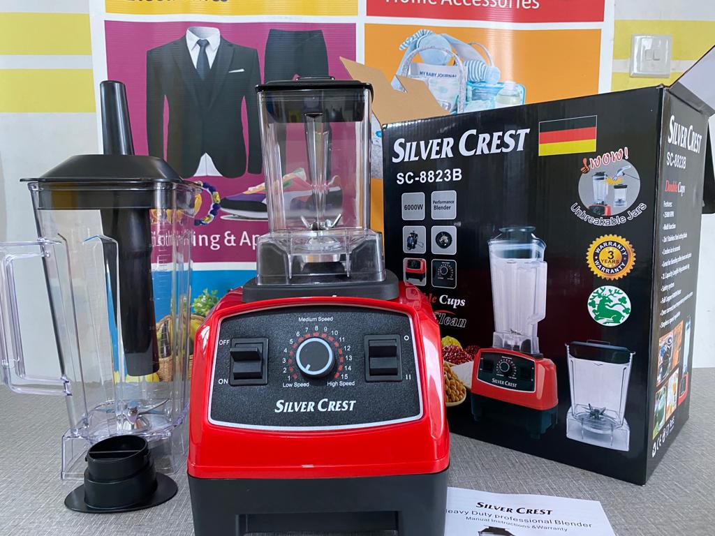 SILVER CREST SC-8823B Double Cup Commercial Blender 6000W with Metal Gears