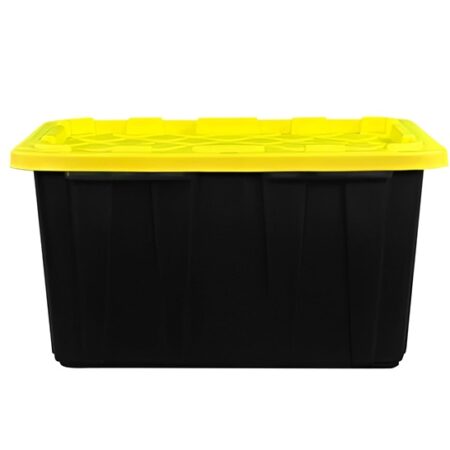 26 Gallon Black & Yellow Plastic Storage container with Lid