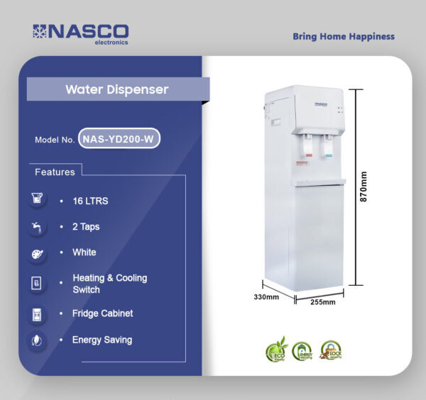 Nasco 16Ltrs Water Dispenser NAS-YD200-W 2