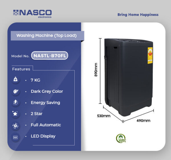 Nasco 7KG Top Load Washing Machine NASTL-B70FL 4