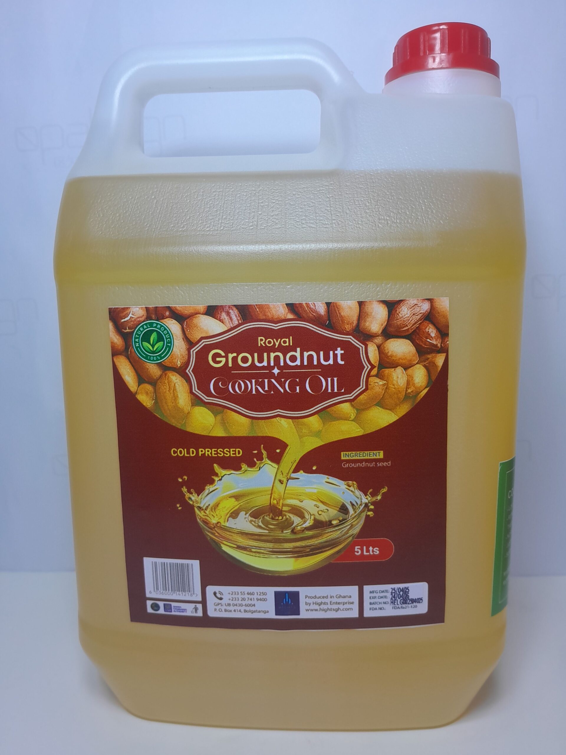 Royal Cold-Pressed Organic Groundnut Cooking Oil 5L in Ghana