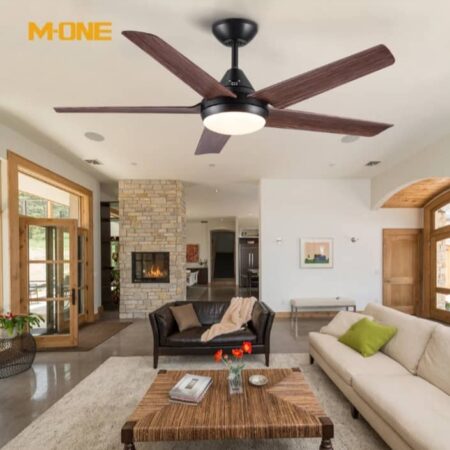 Dark Wood Executive Modern 5 Blade Ceiling Fanlight