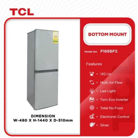 TCL Bottom Mount Fridge 142L F185BFS