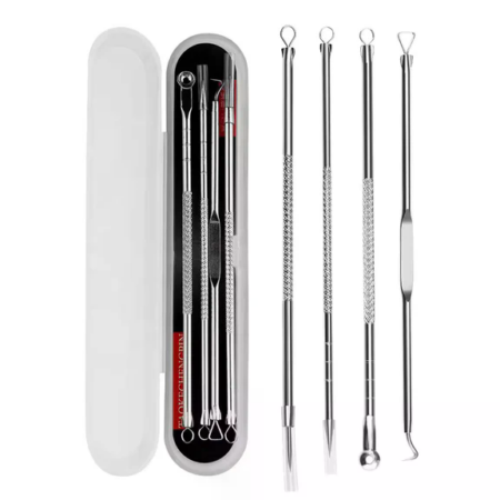 Pimple Extractor Tool Set (4pcs) - Blackhead & Whitehead Remover Kit